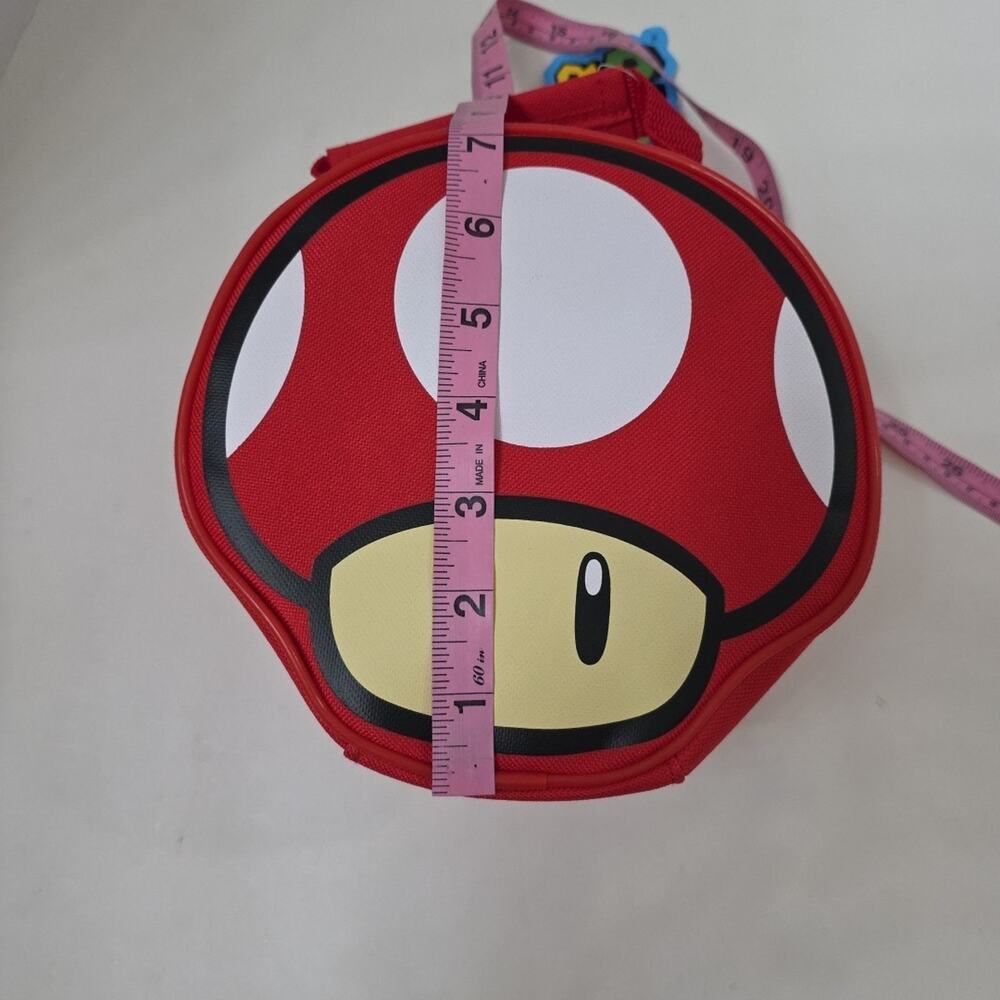 Super Mario Red Mushroom Toad Lunch Bag Insulated Zip Official Nintendo Bag New - Picture 7 of 9